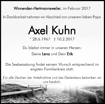Traueranzeige von Axel Kuhn von Waiblinger Kreiszeitung