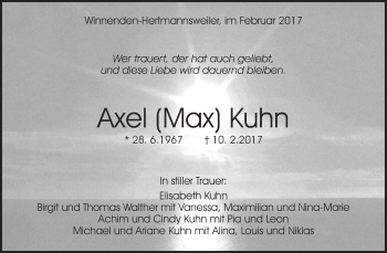Traueranzeige von Axel Kuhn von Waiblinger Kreiszeitung