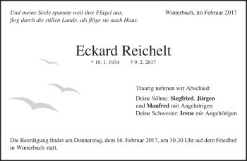 Traueranzeige von Eckard Reichelt von Waiblinger Kreiszeitung
