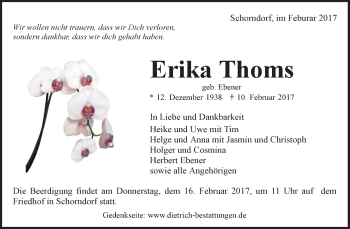 Traueranzeige von Erika Thoms von Waiblinger Kreiszeitung