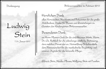 Traueranzeige von Ludwig Stein von Waiblinger Kreiszeitung