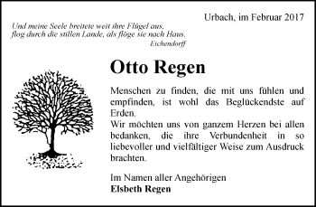 Traueranzeige von Otto Regen von Waiblinger Kreiszeitung