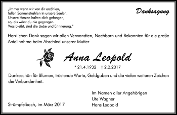 Traueranzeige von Anna Leopold von Waiblinger Kreiszeitung