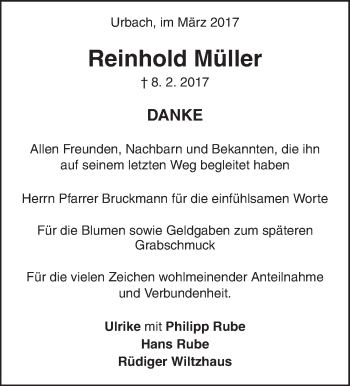 Traueranzeige von Reinhold Müller von Waiblinger Kreiszeitung
