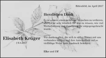 Traueranzeige von Elisabeth Krüger von Waiblinger Kreiszeitung
