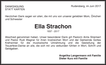 Traueranzeige von Ella Strachon von Waiblinger Kreiszeitung