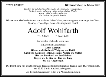 Traueranzeige von Adolf Wohlfarth von Waiblinger Kreiszeitung
