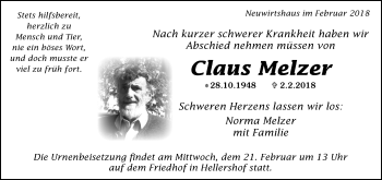 Traueranzeige von Claus Melzer von Waiblinger Kreiszeitung