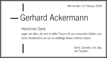 Traueranzeige von Gerhard Ackermann von Waiblinger Kreiszeitung