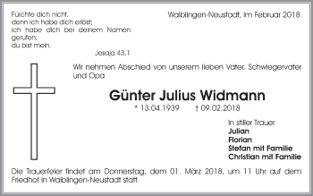 Traueranzeige von Günter Julius Widmann von Waiblinger Kreiszeitung
