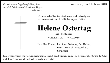 Traueranzeige von Helene Ostertag von Waiblinger Kreiszeitung