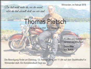 Traueranzeige von Thomas Pietsch von Waiblinger Kreiszeitung