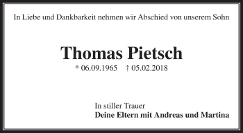 Traueranzeige von Thomas Pietsch von Waiblinger Kreiszeitung