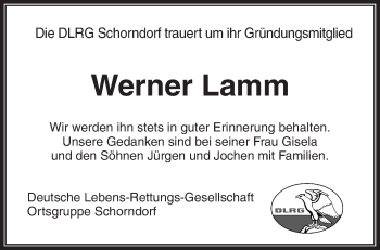 Traueranzeige von Werner Lamm von Waiblinger Kreiszeitung