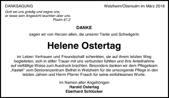 Traueranzeige von Helene Ostertag von Waiblinger Kreiszeitung