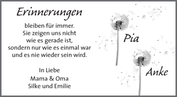 Traueranzeige von Pia und Anke  von Waiblinger Kreiszeitung