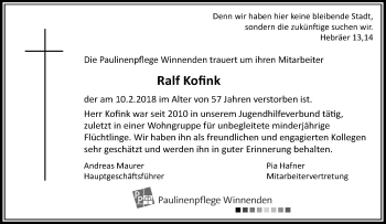 Traueranzeige von Ralf Kofink von Waiblinger Kreiszeitung