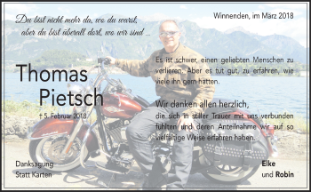 Traueranzeige von Thomas Pietsch von Waiblinger Kreiszeitung