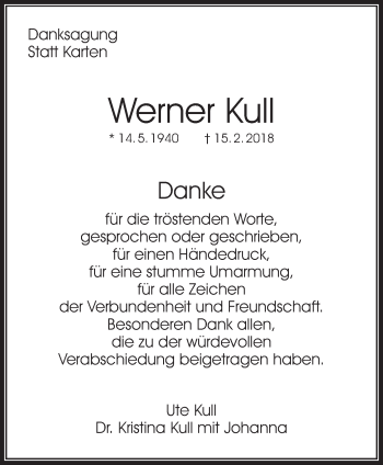 Traueranzeige von Werner Kull von Waiblinger Kreiszeitung