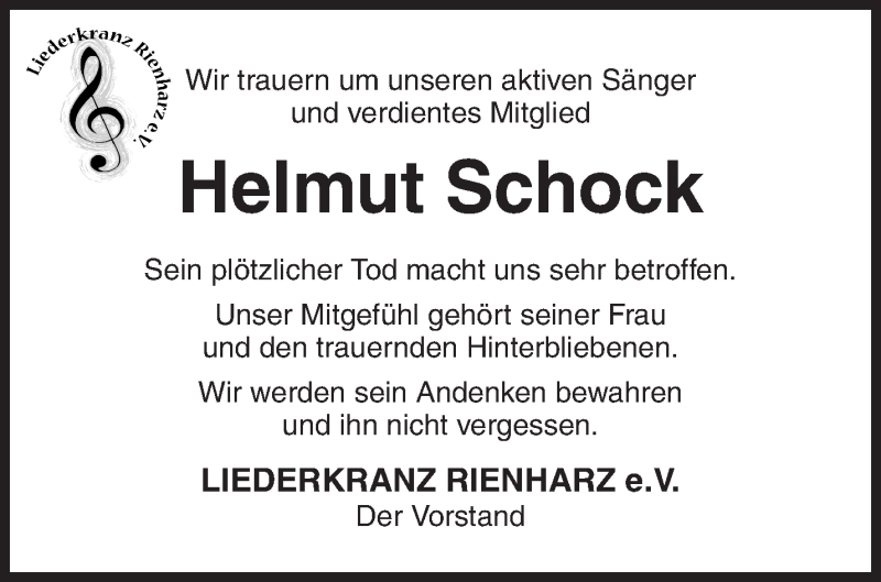  Traueranzeige für Helmut Schock vom 04.09.2018 aus Waiblinger Kreiszeitung