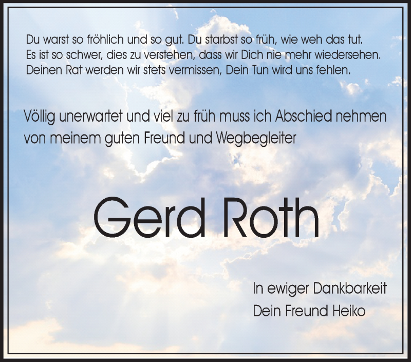  Traueranzeige für Gerd Roth vom 29.10.2019 aus Waiblinger Kreiszeitung