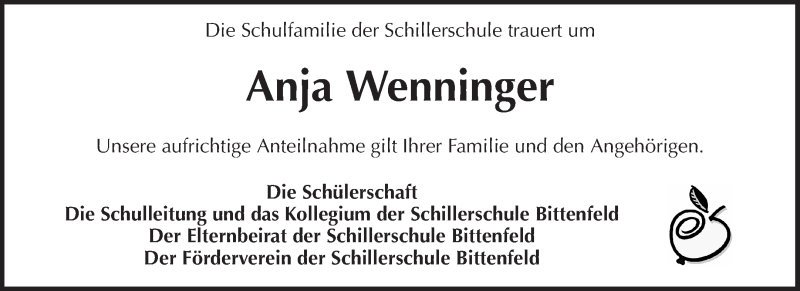  Traueranzeige für Anja Wenninger vom 06.11.2019 aus Waiblinger Kreiszeitung
