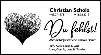 Traueranzeige von Christian Scholz von Waiblinger Kreiszeitung