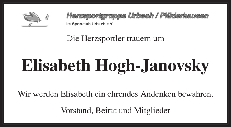  Traueranzeige für Elisabeth Hogh-Janovsky vom 23.02.2019 aus Waiblinger Kreiszeitung
