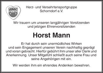 Traueranzeige von Horst Mann von Waiblinger Kreiszeitung
