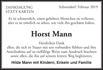 Traueranzeige von Horst Mann von Waiblinger Kreiszeitung