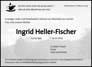 Traueranzeige von Ingrid Heller-Fischer von Waiblinger Kreiszeitung