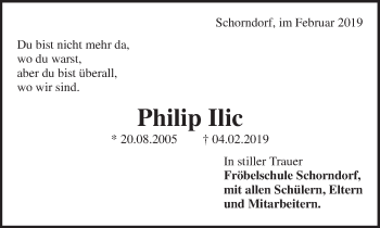 Traueranzeige von Philip Ilic von Waiblinger Kreiszeitung