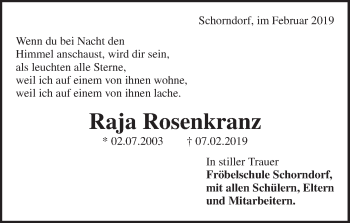 Traueranzeige von Raja Rosenkranz von Waiblinger Kreiszeitung