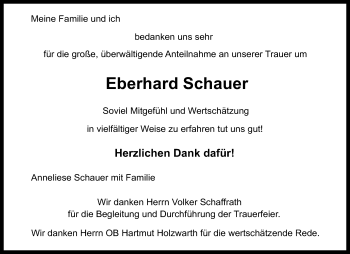Traueranzeige von Eberhard Schauer von Waiblinger Kreiszeitung