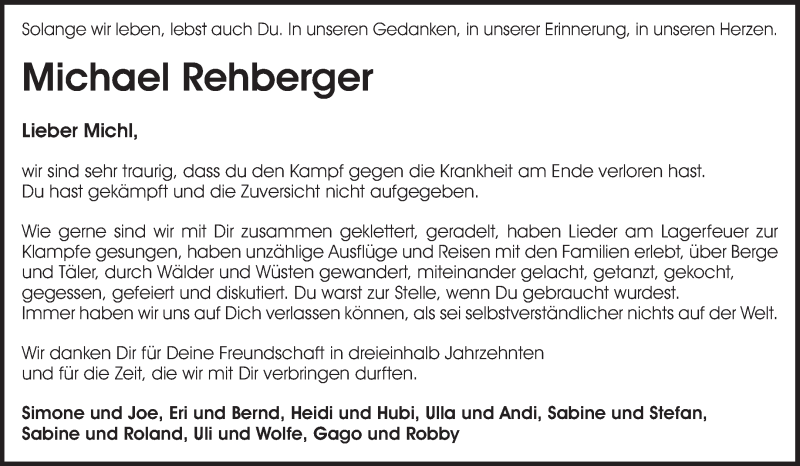  Traueranzeige für Michael Rehberger vom 02.03.2019 aus Waiblinger Kreiszeitung