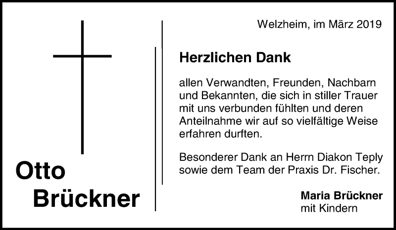  Traueranzeige für Otto Brückner vom 15.03.2019 aus Waiblinger Kreiszeitung