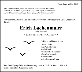 Traueranzeige von Erich Lachenmaier von Waiblinger Kreiszeitung
