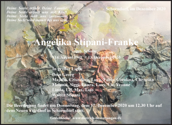 Traueranzeige von Angelika Stipani-Franke von Waiblinger Kreiszeitung