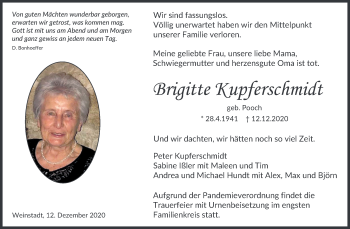 Traueranzeige von Brigitte Kupferschmidt von Waiblinger Kreiszeitung
