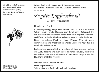 Traueranzeige von Brigitte Kupferschmidt von Waiblinger Kreiszeitung