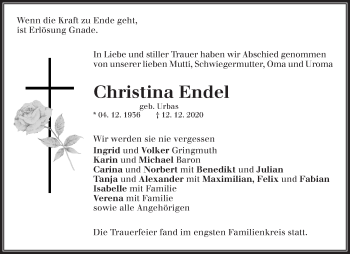 Traueranzeige von Christina Endel von Waiblinger Kreiszeitung