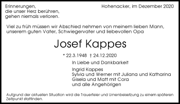 Traueranzeige von Josef Kappes von Waiblinger Kreiszeitung