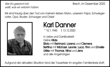 Traueranzeige von Karl Danner von Waiblinger Kreiszeitung