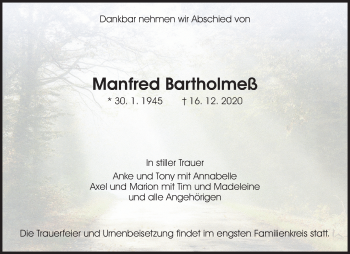 Traueranzeige von Manfred Bartholmeß von Waiblinger Kreiszeitung