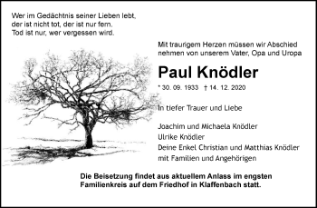 Traueranzeige von Paul Knödler von Waiblinger Kreiszeitung