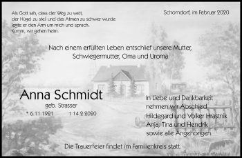 Traueranzeige von Anna Schmidtq von Waiblinger Kreiszeitung
