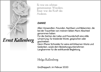 Traueranzeige von Ernst Kallenberg von Waiblinger Kreiszeitung
