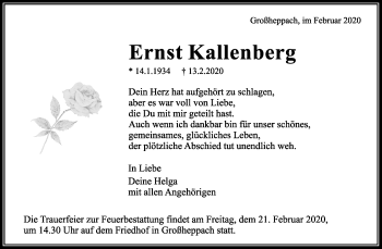 Traueranzeige von Ernst Kallenberg von Waiblinger Kreiszeitung
