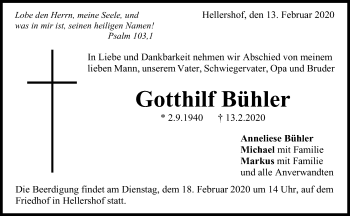 Traueranzeige von Gotthilf Bühler von Waiblinger Kreiszeitung