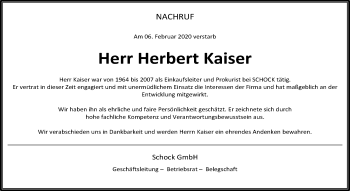 Traueranzeige von Herbert Kaiser von Waiblinger Kreiszeitung